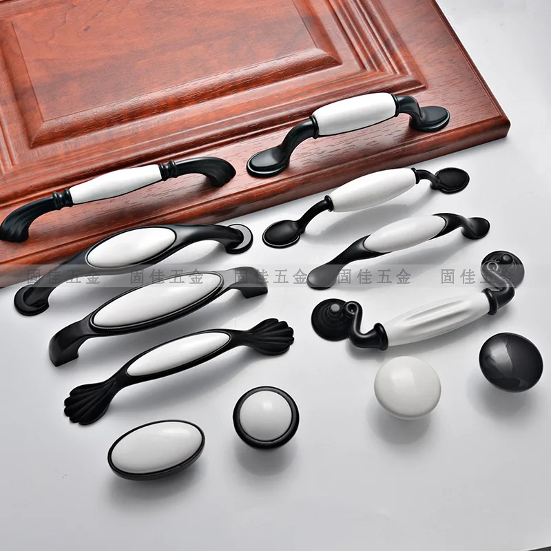 Ручки мебельной фурнитуры Глухие ручки Керамический шкаф для обуви Выдвижной ящик шкафа Ручки для выдвижных ящиков шкафчика для шкафчиков Черно-белые