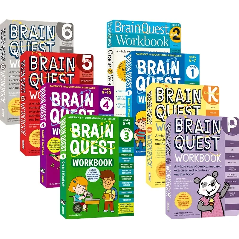 Рабочая тетрадь Brain Quest, английская версия карточки для интеллектуального развития, книги, карточки с вопросами и ответами, умный ребенок, дети