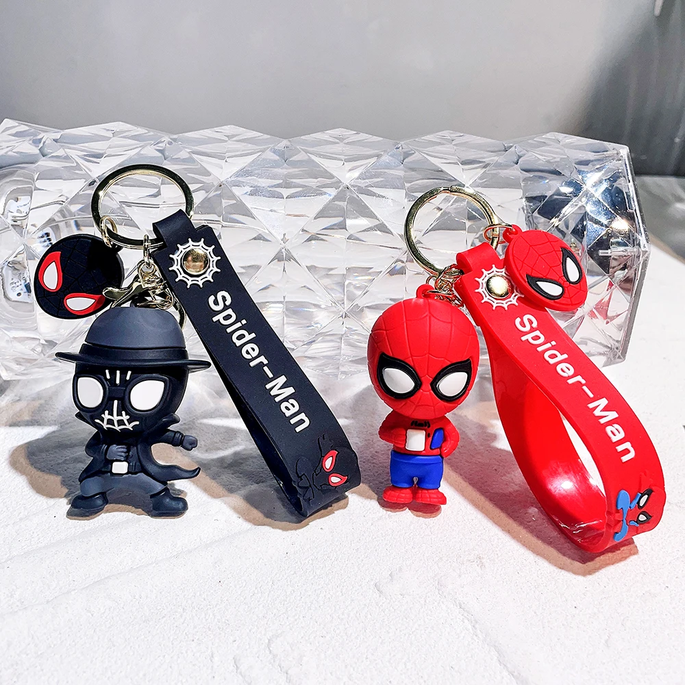 Брелок Marvel Black Spiderman С мультяшной фигуркой Супергероя, Модная пара, сумка, Автомобильный брелок, Подвеска, Детский подарок