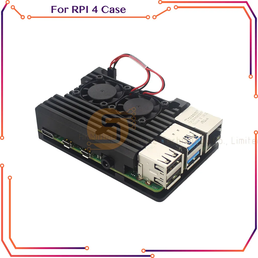 Алюминиевый корпус Raspberry Pi 4 с двойным радиатором вентилятора для Raspberry Pi 4 Model B RPI129