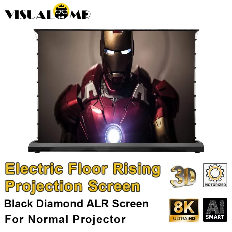 2023 Новый Электрический Напольный Проекционный Экран ALR Black Diamond 3D/4K, Отклоняющий Рассеянный Свет для Обычного Проектора 72-150 дюймов