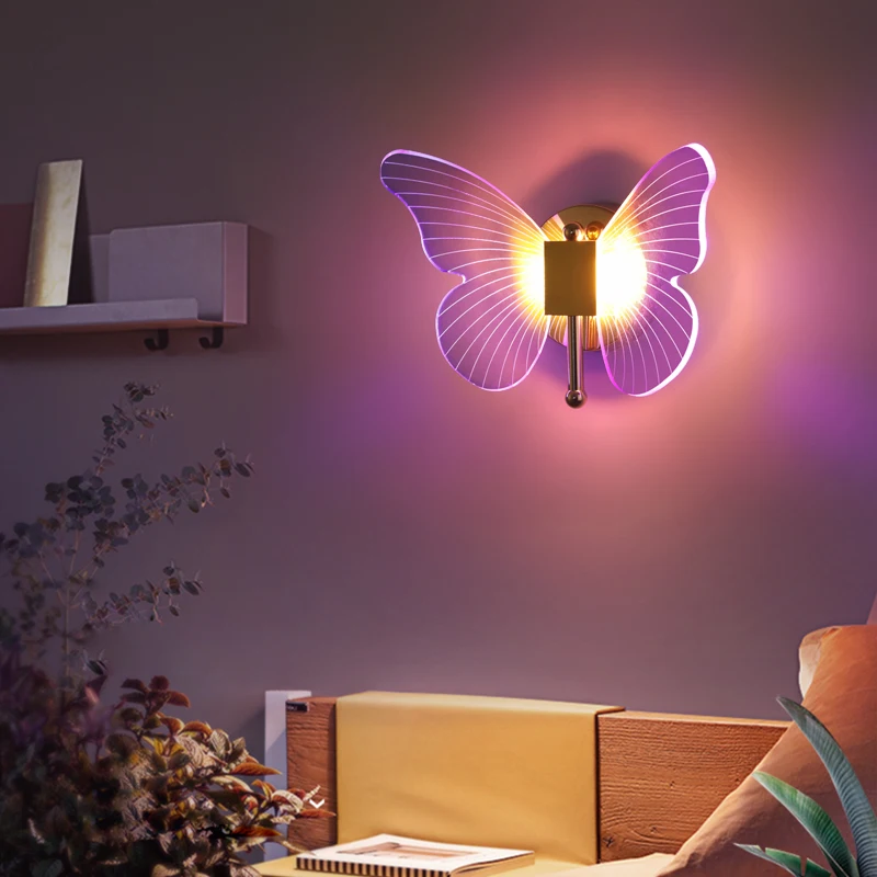Бабочка светодиодный настенный светильник Красочный настенный светильник золотой современные бра внутреннее освещение домашняя лампа для спальни гостиной