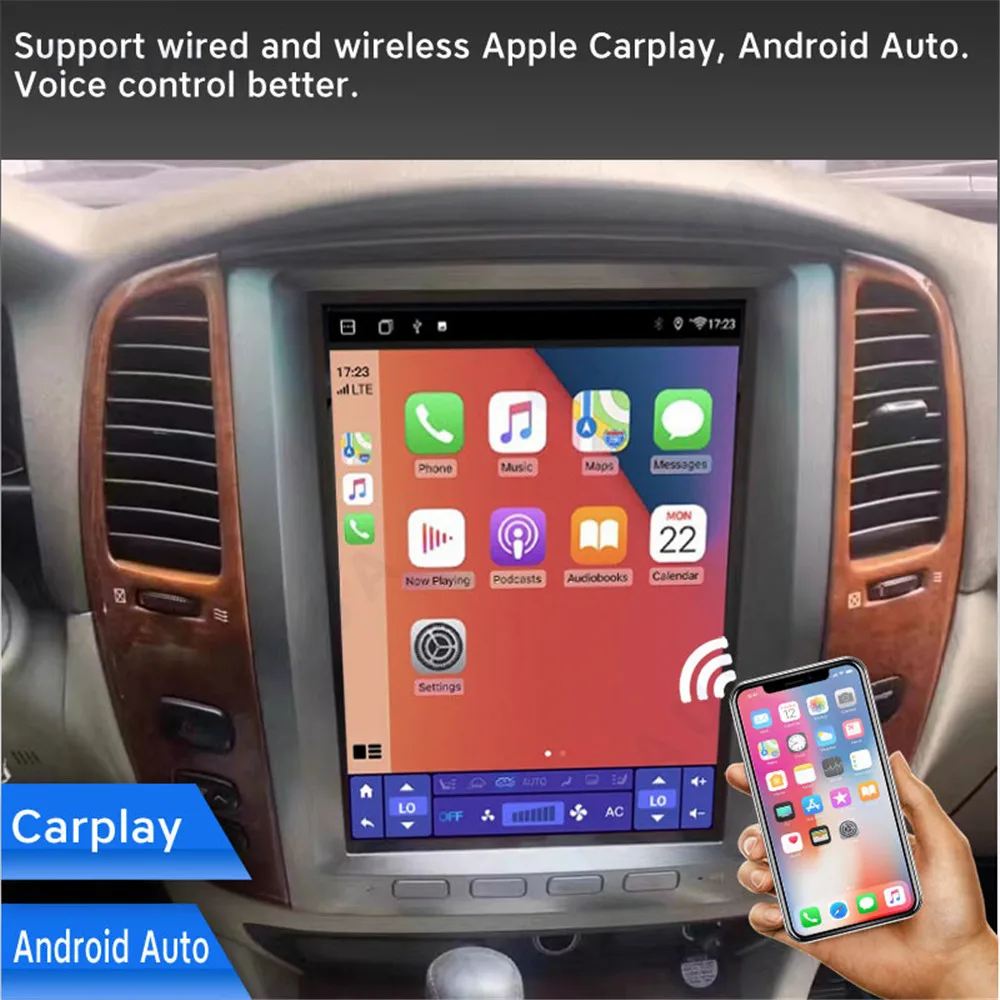 Автомобильный Радиоплеер Android 12 Для Lexus LX470 Для Toyota Land Cruiser LC100 J100 2002 Tesla Экран GPS Навигация Видео Мультимедиа