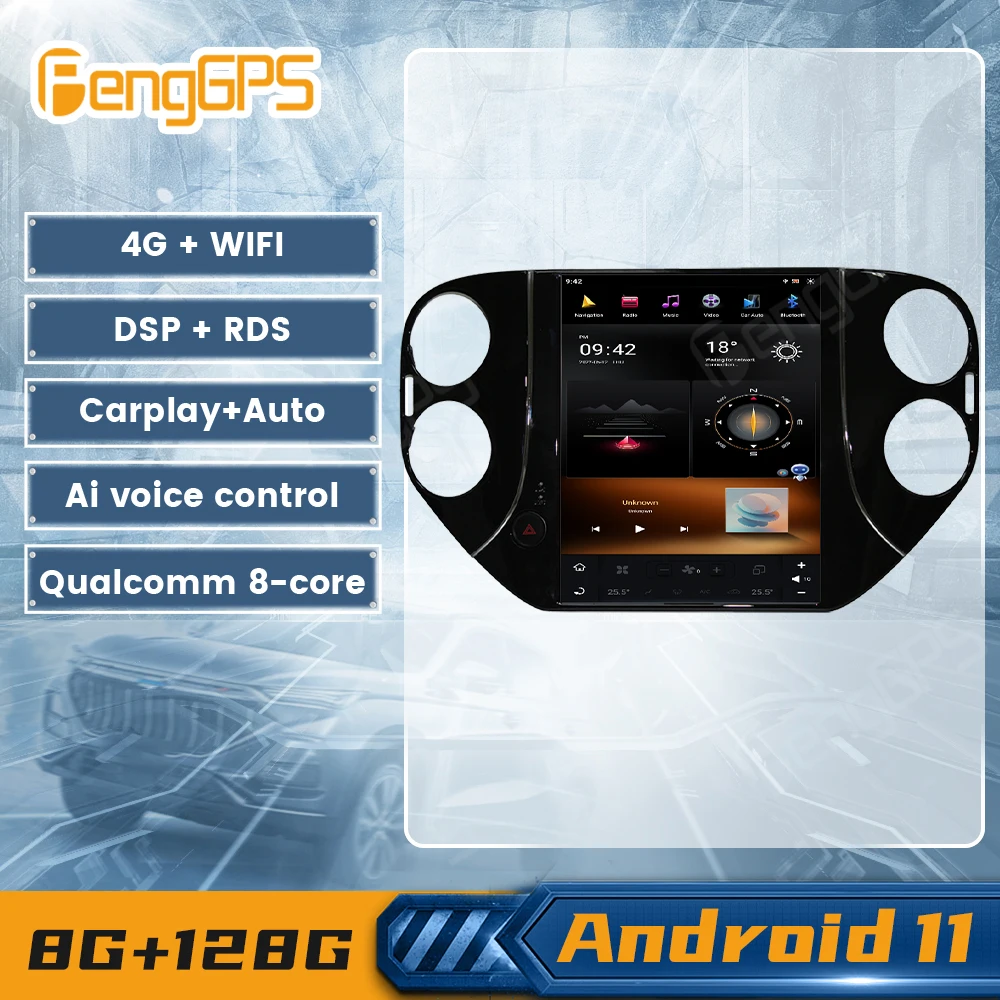 G6 Система Android11 Автомобильный Радиоприемник Tesla Вертикальный Экран Для Volkswagen Tiguan 2010-2016 Авто Аудио Плеер Беспроводной Carplay GPS Navi