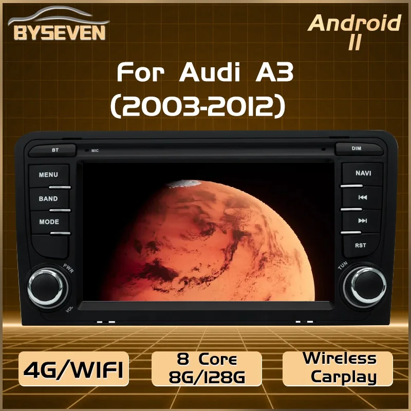 BySeven Android 11 для Audi A3 RS3 8P Sportback 2002-2013 Автомобильный мультимедийный плеер GPS Навигация головное устройство Стерео IPS DSP 4G SIM