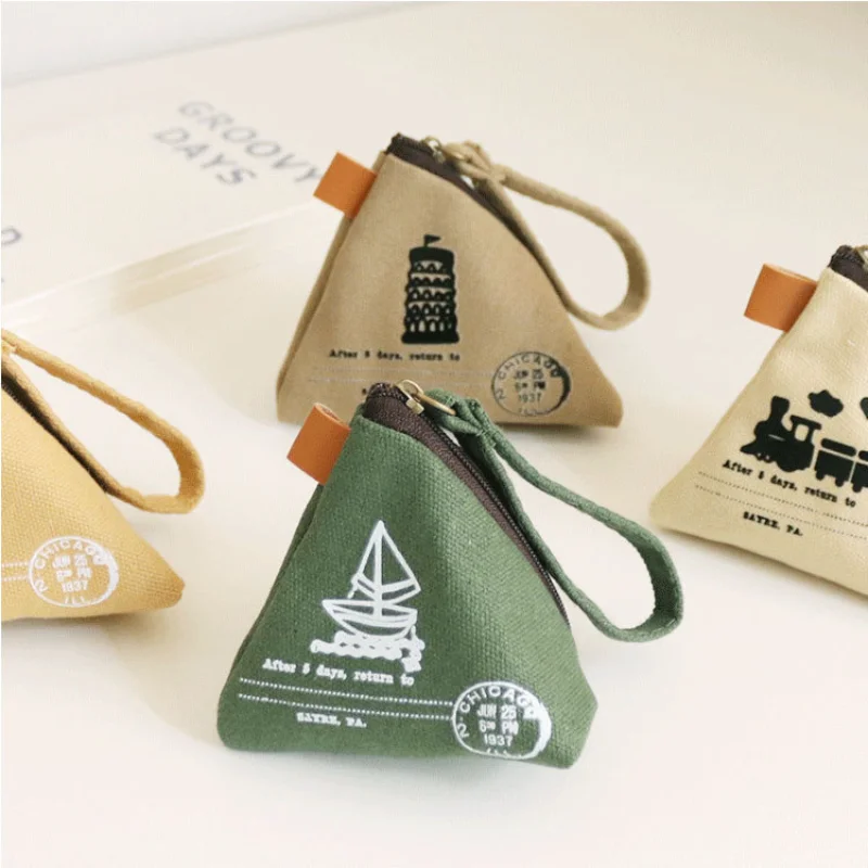 Креативный ретро-кошелек в форме башни, 1 шт., держатели для ключей Zongzi Wallet, женские мини-холщовые кошельки на молнии для монет, сумка