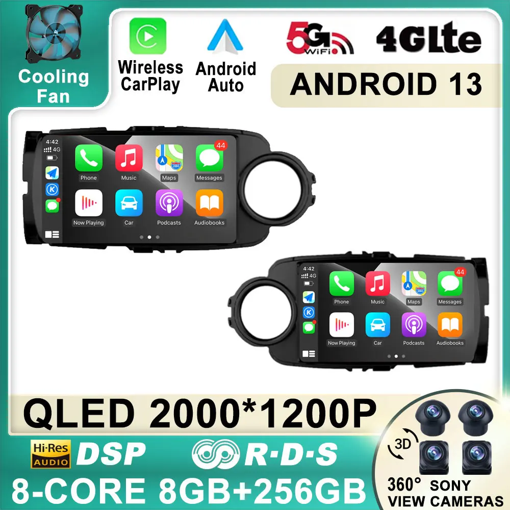 Android 13 для Toyota Yaris 2012 - 2017, автомобильное радио, авторадио, GPS-навигация, Мультимедийный плеер, Carplay, стерео, 2 Din DVD, головное устройство