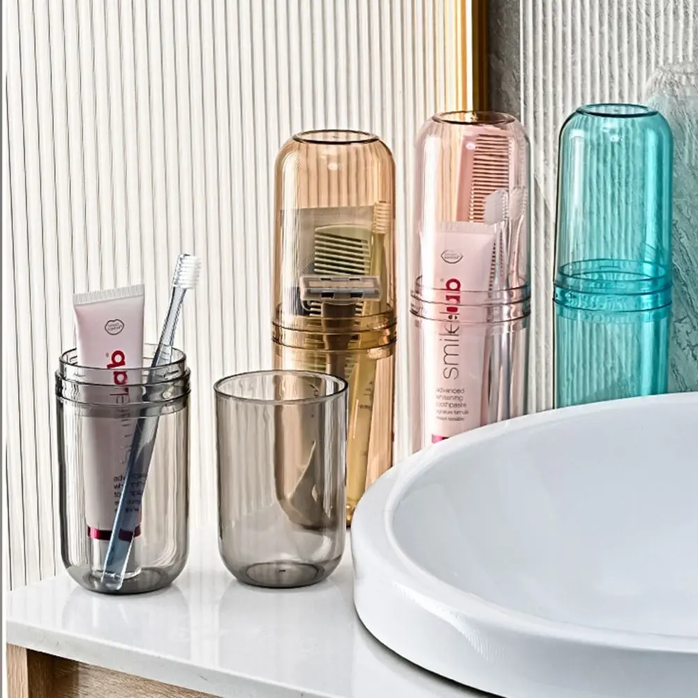 Портативная чашка для чистки зубов, новый прозрачный футляр для хранения зубных щеток 2 в 1, пластиковые аксессуары для ванной комнаты, дорожные принадлежности
