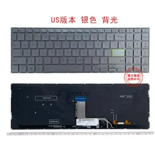 Серебристая клавиатура США для ASUS S15 M5100U FL8850I FL8850D V5050E V5050EA S5600 V5100E с подсветкой