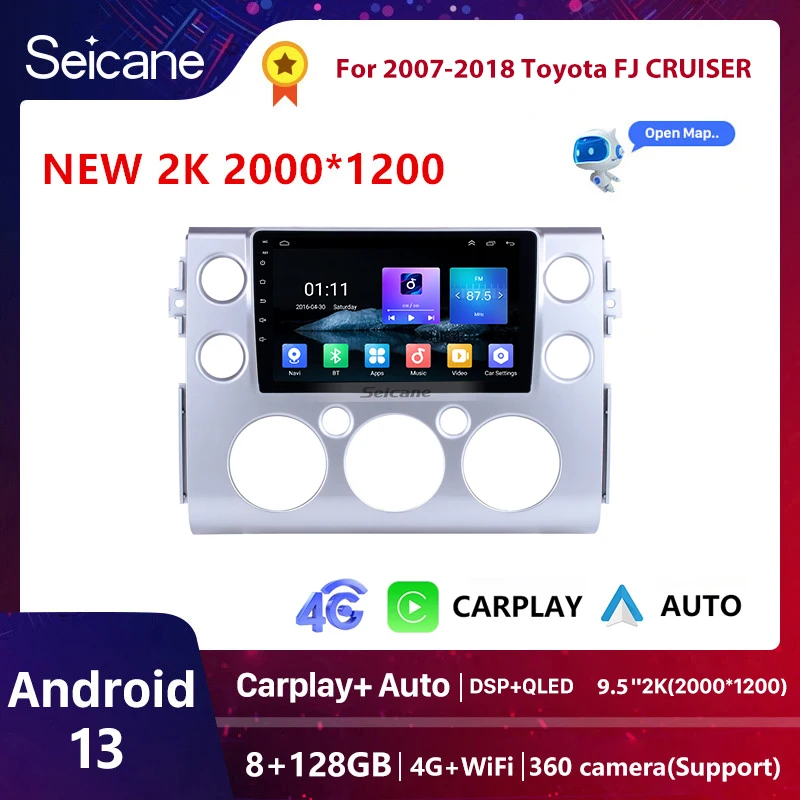 Seicane Android 13 Автомобильный Радиоприемник Стерео Для Toyota FJ CRUISER 2007 2008-2018 2din Авторадио Мультимедийный Видеоплеер Навигация GPS