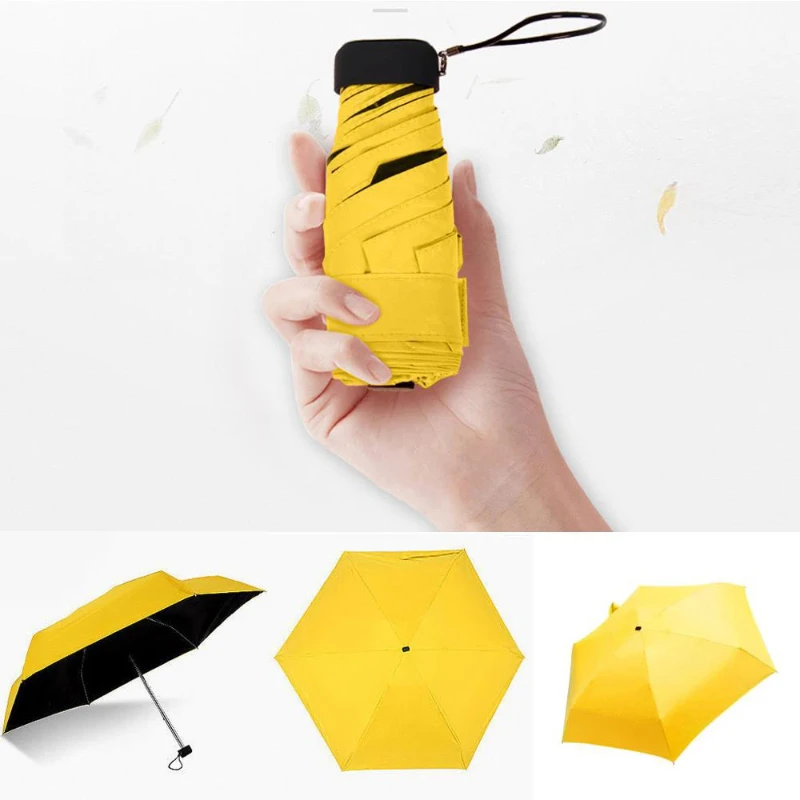 Легкий карманный Мини-зонтик от дождя женский ветрозащитный Прочный 5 Складных зонтиков от солнца Портативный Солнцезащитный женский зонтик-зонт
