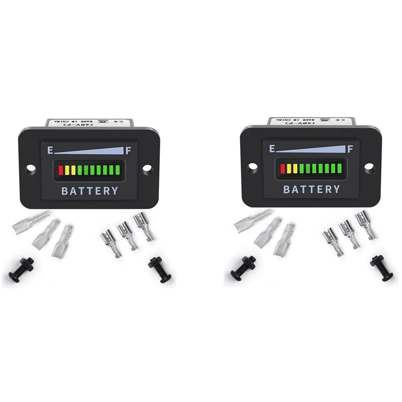 2X Измеритель заряда батареи гольф-кара 48 В, светодиодный индикатор заряда батареи, измеритель уровня заряда батареи IP65 для клубных автомобилей, вилочных погрузчиков