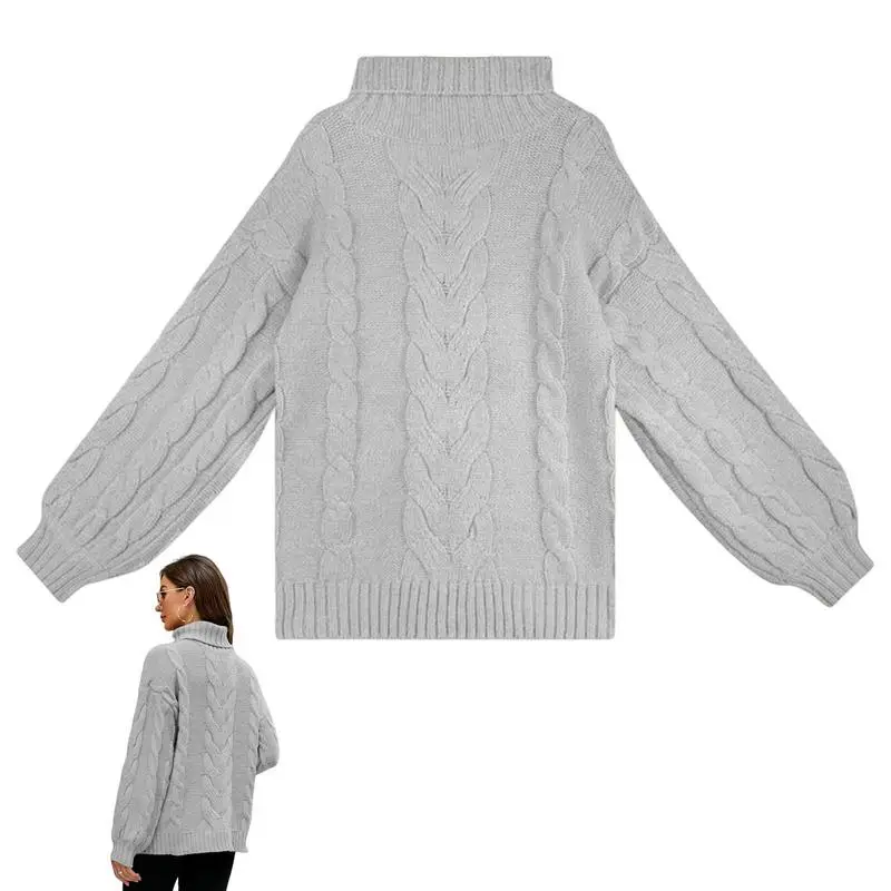 Женский свитер с имитацией горловины Женская водолазка с длинным рукавом Женские свитера ручной вязки с длинным рукавом и высоким воротом