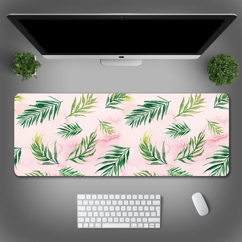 Креативный коврик для мыши с растительным рисунком, HD печать, компьютерные геймеры, Фиксирующий край, коврик для мыши xl80x30 см, клавиатура, настольный ПК