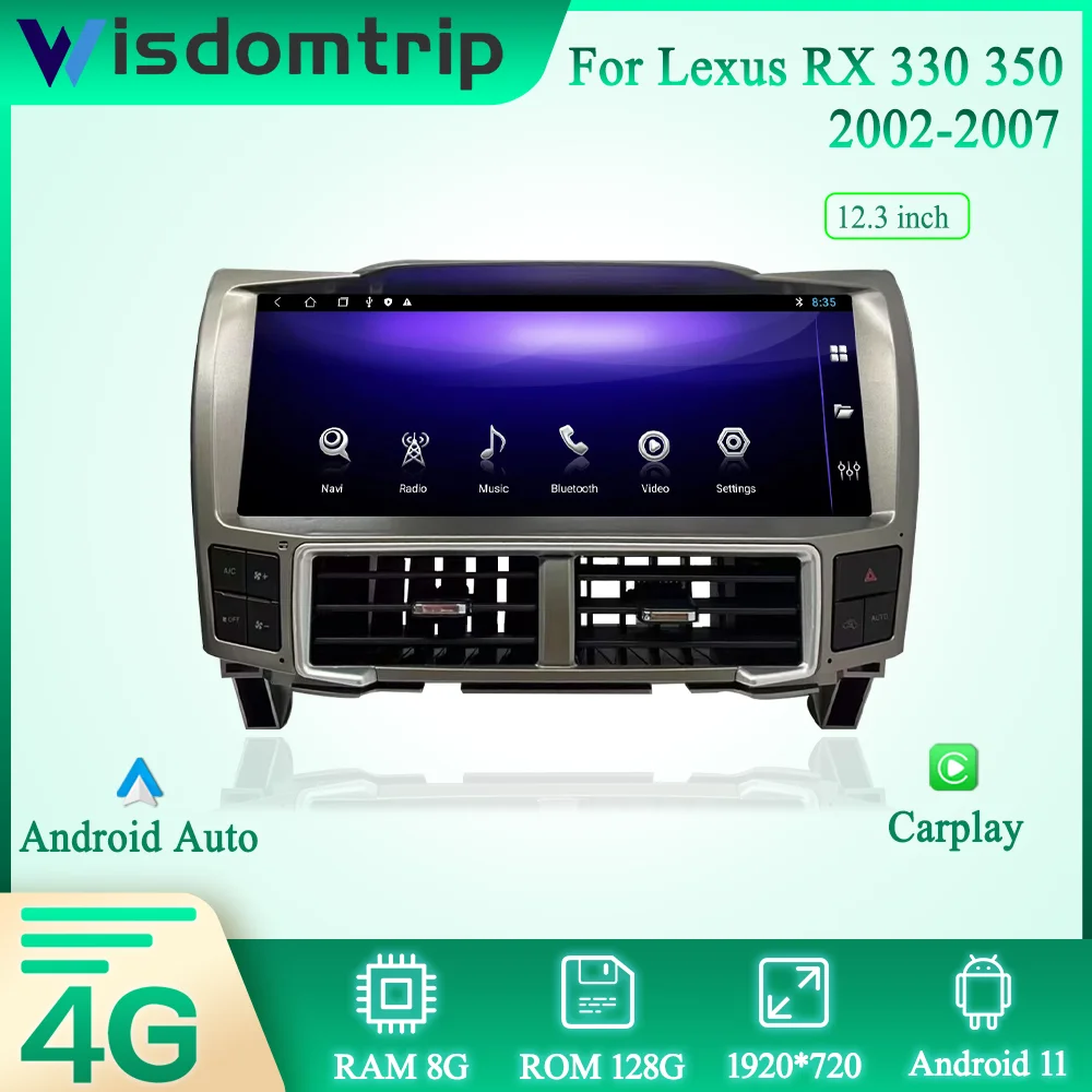 Android 11 для Lexus RX 330 350 2002-2007 Умный мультимедийный видеоплеер, радио GPS, навигация 4G в стиле Tesla, CarPlay