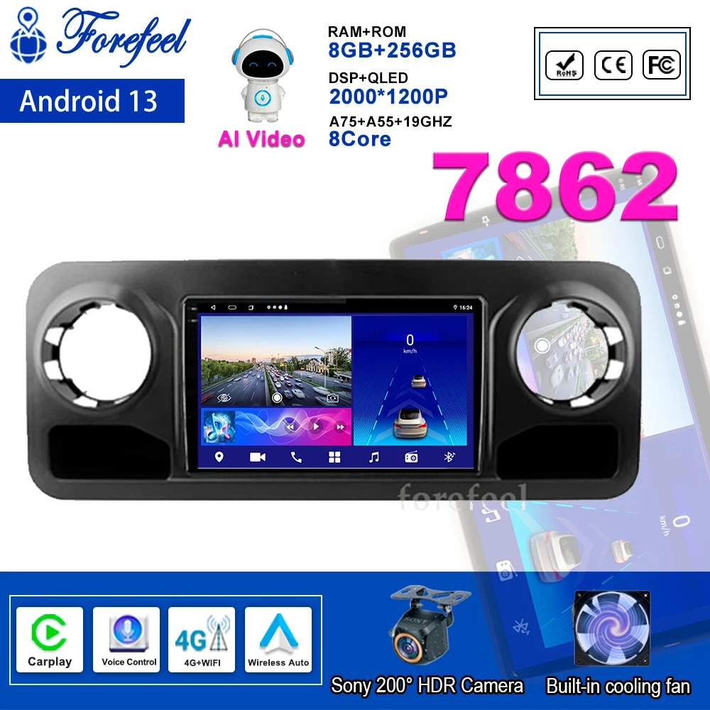 Автомобильное радио Android 13 Для BENZ SPRINTER 2018 + Мультимедийный плеер QLED Head Dash Cam Блок Навигации по Экрану WiFi 4G GPS БЕЗ 2DIN DVD