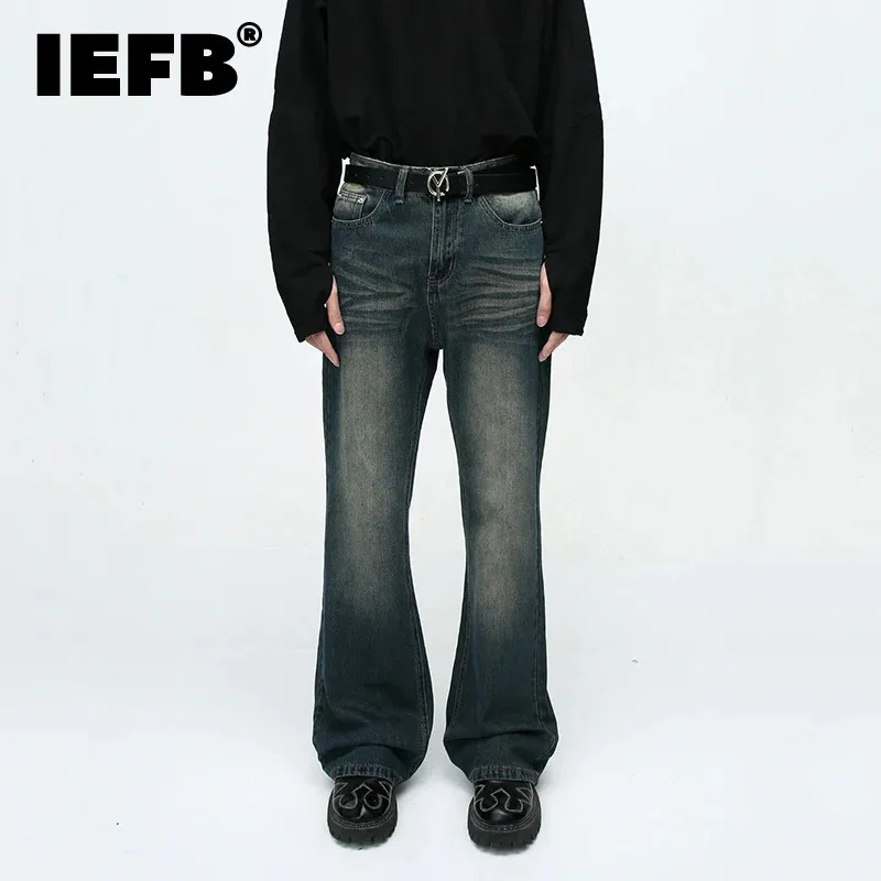 IEFB Trend Мужские Винтажные Джинсы, Выстиранные В Корейском стиле, Джинсовые брюки с микро-рогом, Тренд 2023, Осенние Новые Модные Широкие Брюки 9C3197
