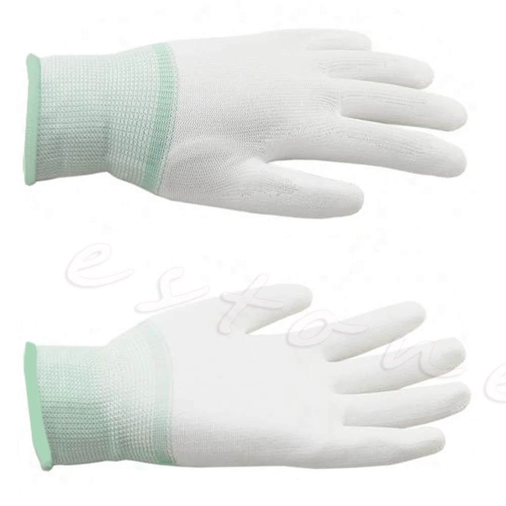 Антистатические перчатки из нейлонового волокна ESD Электронные Рабочие перчатки с полиуретановым покрытием для защиты пальцев от скольжения