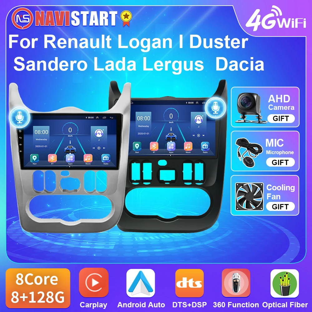 NAVISTAR T5 Android 10 Автомагнитола для LADA Largus Dacia Duster Для Renault Logan 1 Sandero 4G WIFI Видео BT Carplay DSP Плеер
