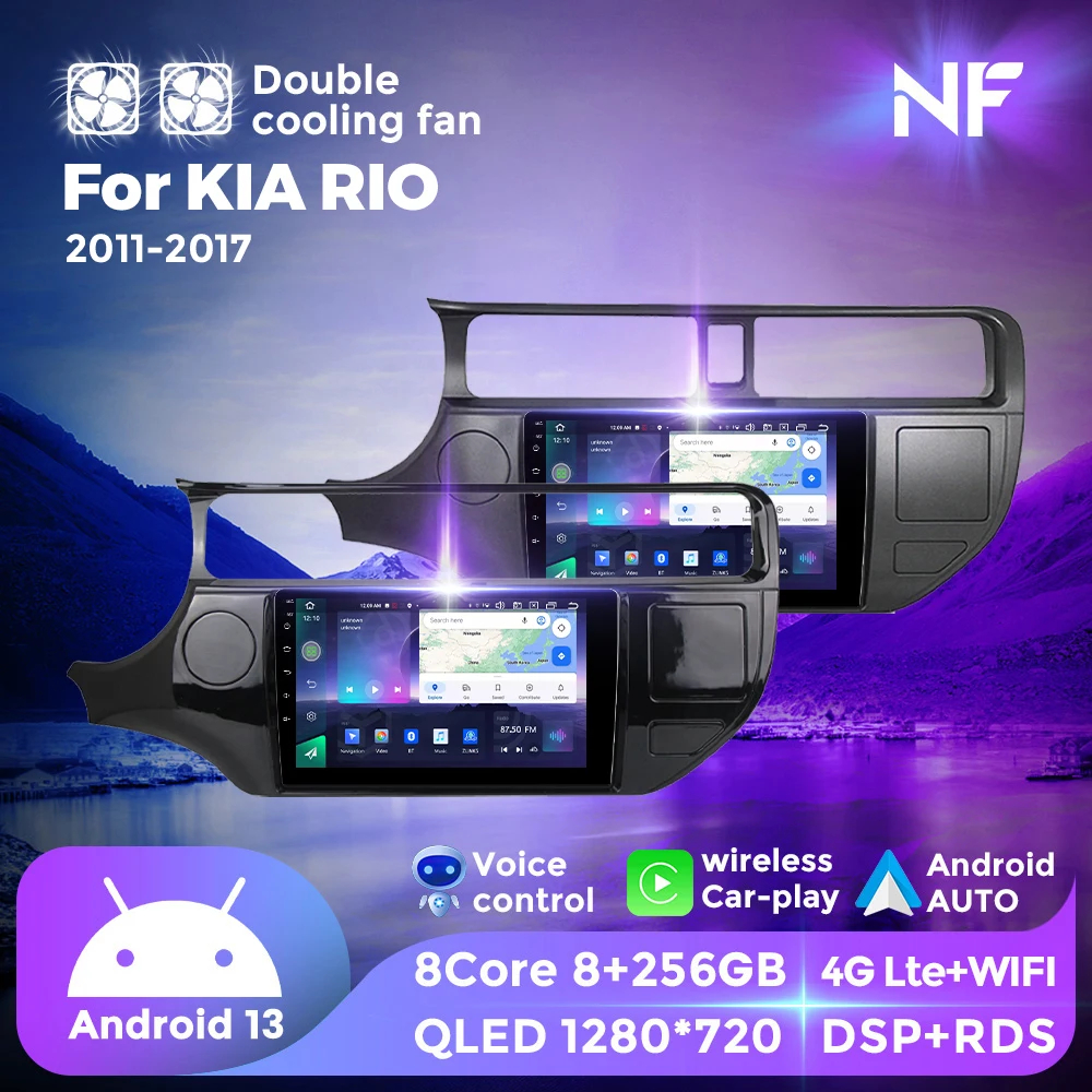 NF Двойной Охлаждающий Вентилятор Android All in One Для Kia RIO 4 K3 2011-2017 Автомобильный Радио Мультимедийный Плеер GPS Navi Для беспроводного Carplay bt