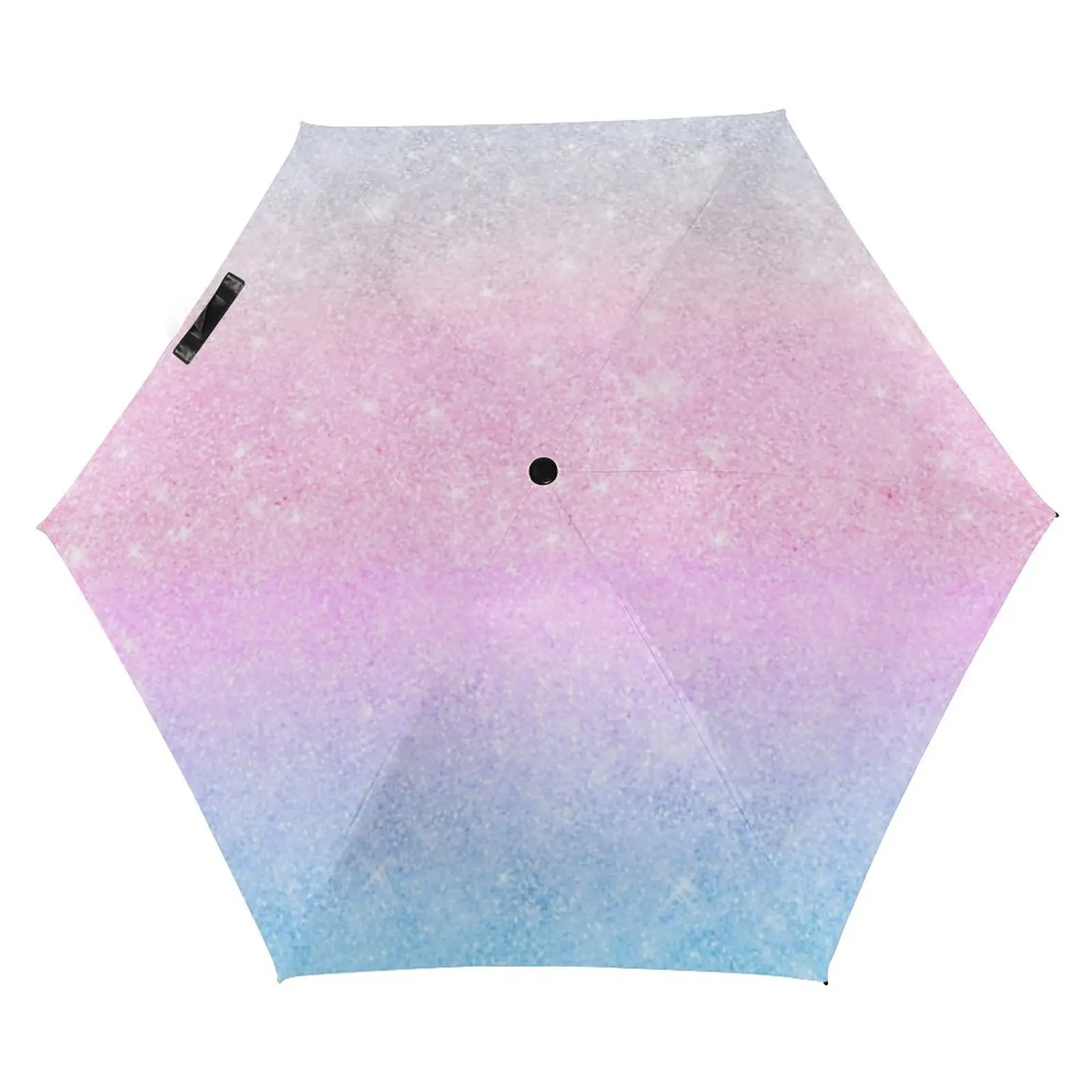 Элегантный Карманный зонтик сине-розового цвета Омбре, Ручной Зонт с радужным блестящим принтом, Мини-Ветроустойчивые 3-х кратные Зонтики, Мужские И Женские
