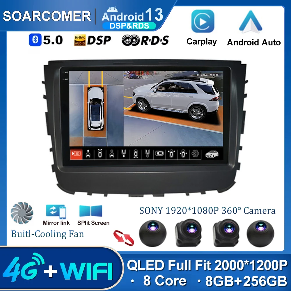 Android 13 Carplay Auto Автомагнитола Для SsangYong Rexton 2019 Мультимедийный Видеоплеер Навигация Стерео GPS DSP RDS QLED 2Din DVD