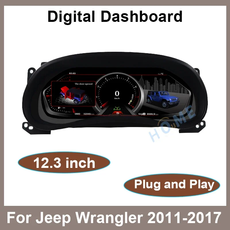 12,3-дюймовая автомобильная ЖК-панель для Jeep Wrangler 2011-2017 Автоматическая приборная панель Модифицирована и модернизирована Многофункциональная