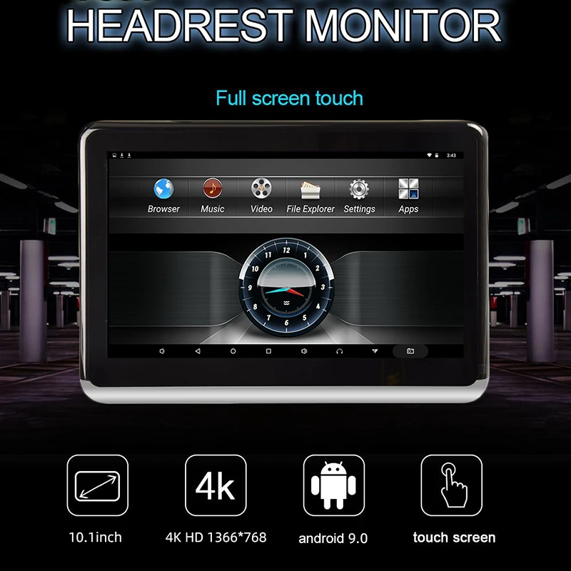 Монитор подголовника Android Экран Для Автомобилей WIFI Сенсорный Экран Для Плеера Заднего Сиденья Автомобиля Видео Музыка FM Bluetooth AirPlay HDMI IN
