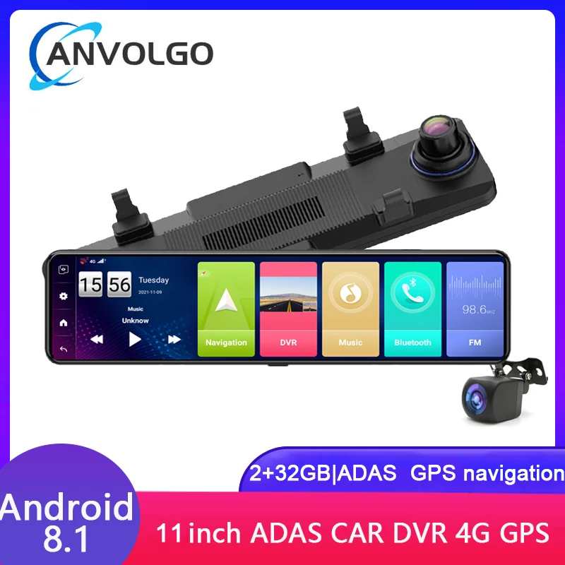 11-Дюймовый 4G Регистратор для автомобиля black box 1080P Зеркало заднего вида Android 8.1 GPS Навигация BT WIFI Двойной Len Рекордер Автомобильный Видеорегистратор 24H Park