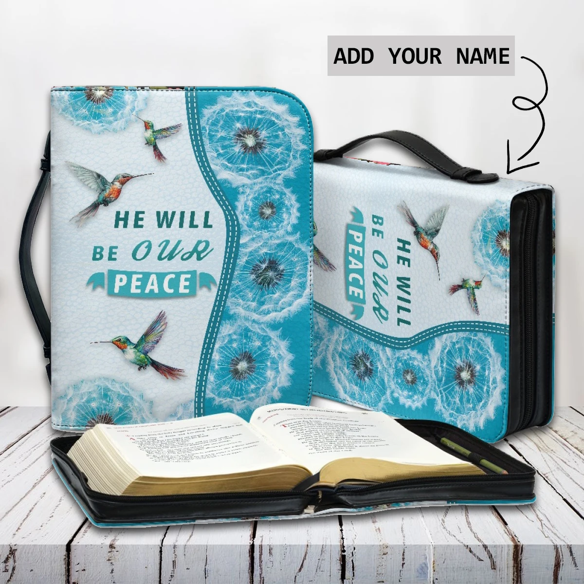 Женская обложка для Библии He Will Be Our Peace С принтом Колибри, сумки из искусственной кожи с ручкой на молнии, портативные сумки для хранения Библии