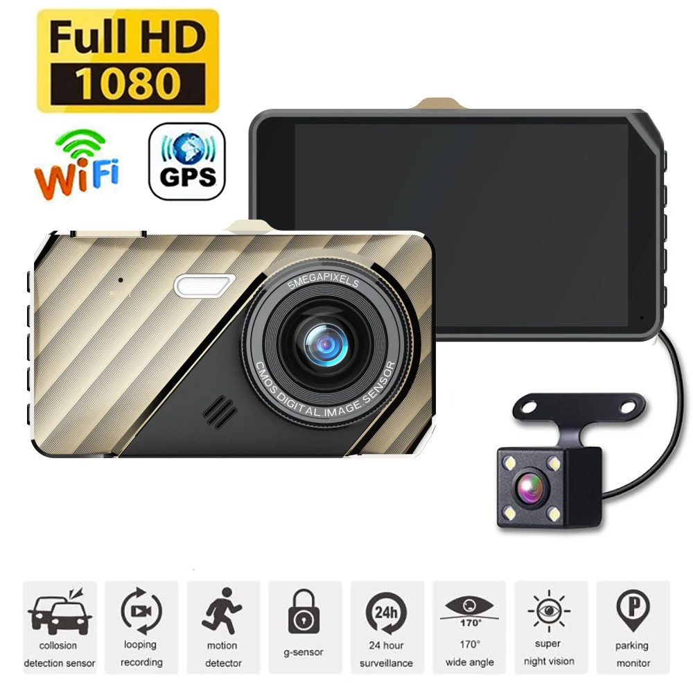 Автомобильный видеорегистратор WiFi Full HD 1080P, Видеорегистратор, автомобильный Видеорегистратор, Парковочный монитор, Автоматический Черный ящик ночного видения, Регистратор Dashcam
