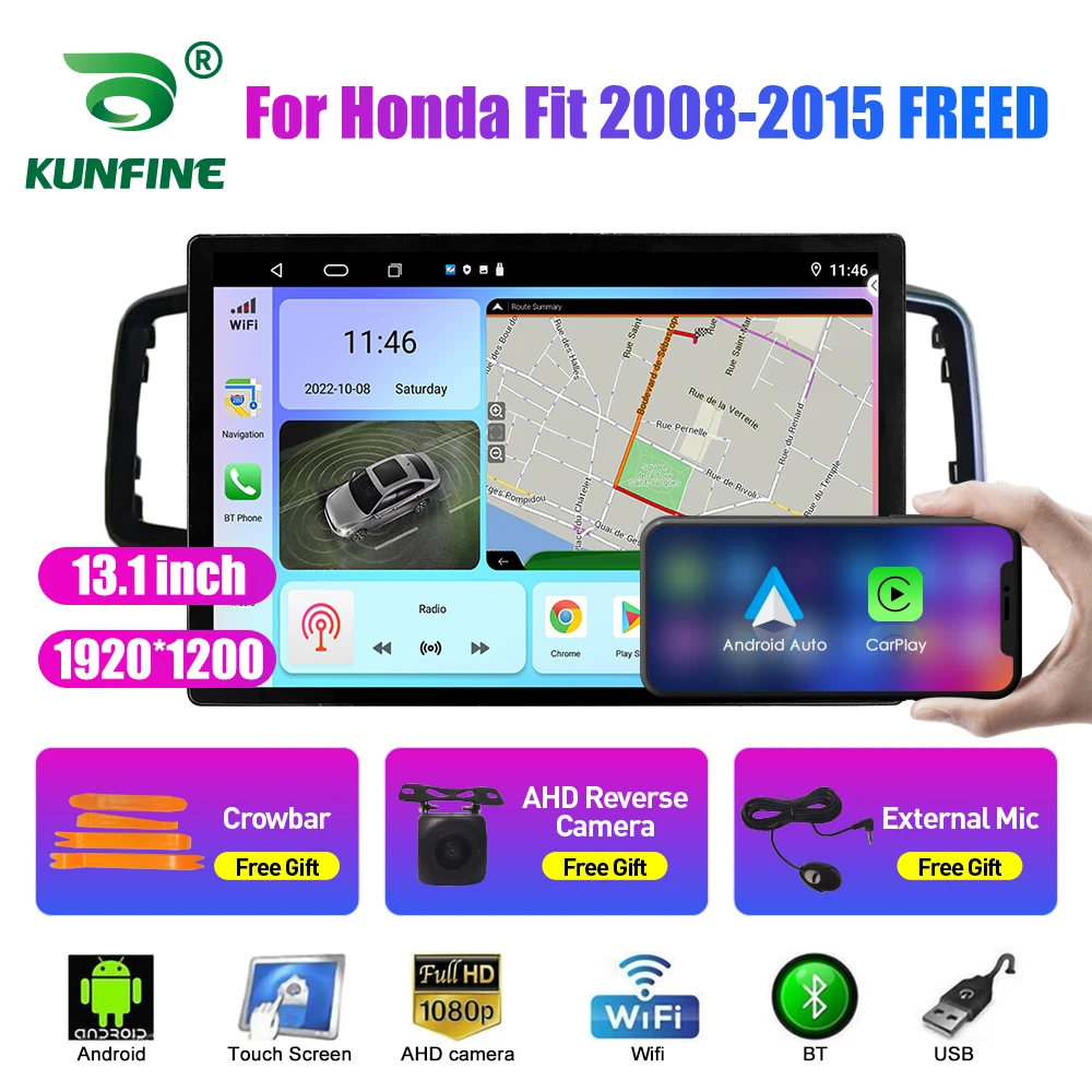 13,1-дюймовое автомобильное радио для Honda Fit 2008-2015 FREED Автомобильный DVD GPS Навигация Стерео Carplay 2 Din Центральная Мультимедийная система Android Auto