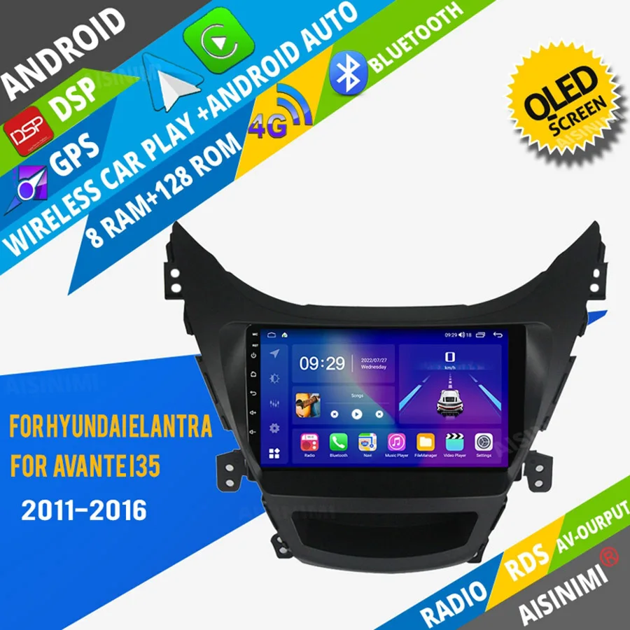 Автомобильный DVD-плеер AISINIMI Android, навигация для Hyundai Elantra Avante I35 2011, автомагнитола, Автомобильный аудио Gps, Мультимедийный стереомонитор