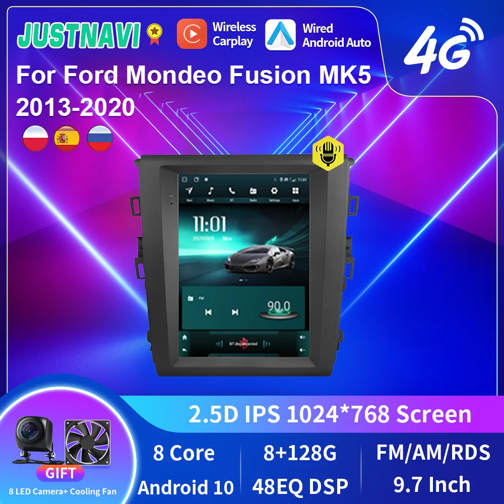 JUSTNAVI 2Din Android 10 Автомагнитола Для Ford Mondeo Fusion MK5 2013-2020 Мультимедийный Видеоплеер Navigaion GPS Carplay Головное Устройство
