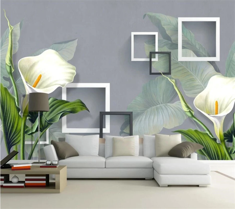 Пользовательские обои 3d фрески Скандинавский модный стиль ручная роспись лилия банановый лист ТВ фон обои домашний декор 3d обои