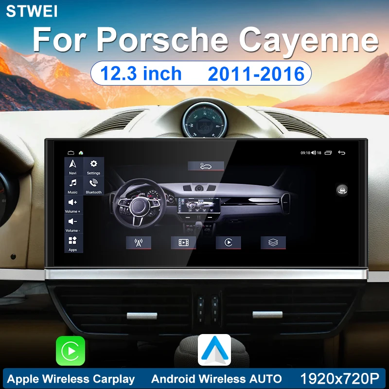 Для Porsche Cayenne 2011-2016 12,3-Дюймовый Автомобильный Радиоприемник Мультимедийный плеер Android 12 4G WiFi Apple Wireless Stereo GPS Навигация