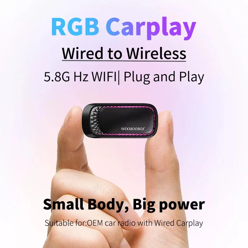 Новый Mini Smart RGB Carplay AI Box для Apple Car Play Беспроводной Адаптер Car OEM Проводной CarPlay К Беспроводному USB-ключу Подключи и Играй