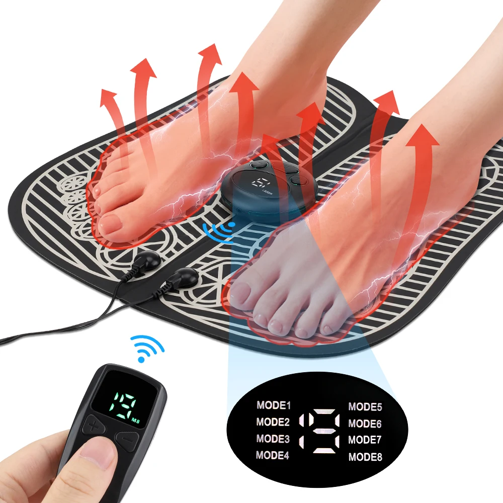 Миостимулятор Подушка для ног Складной коврик-массажер для ног Дистанционный электрический EMS коврик-массажер для ног 8 режимов 19 уровней для мужчин и женщин