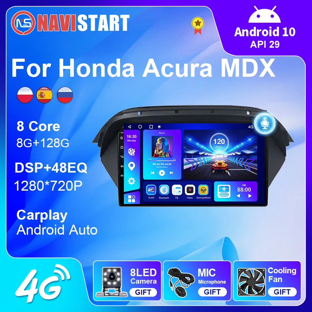 NAVISTART Автомагнитола Для Honda Acura MDX 2007-2013 Мультимедиа Android Видео 4G WIFI BT GPS DSP Плеер С Экраном Без DVD 2 Din