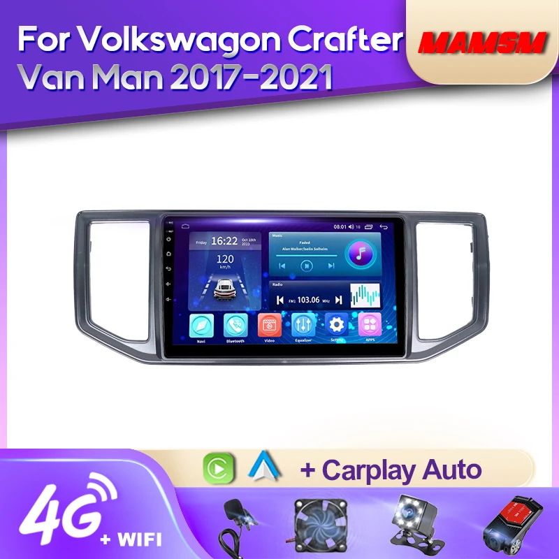 MAMSM Android12 Автомагнитола Для Volkswagen Crafter Van Man 2017-2021 Мультимедийный Bluetooth-Плеер Навигация GPS 4G Carplay стерео