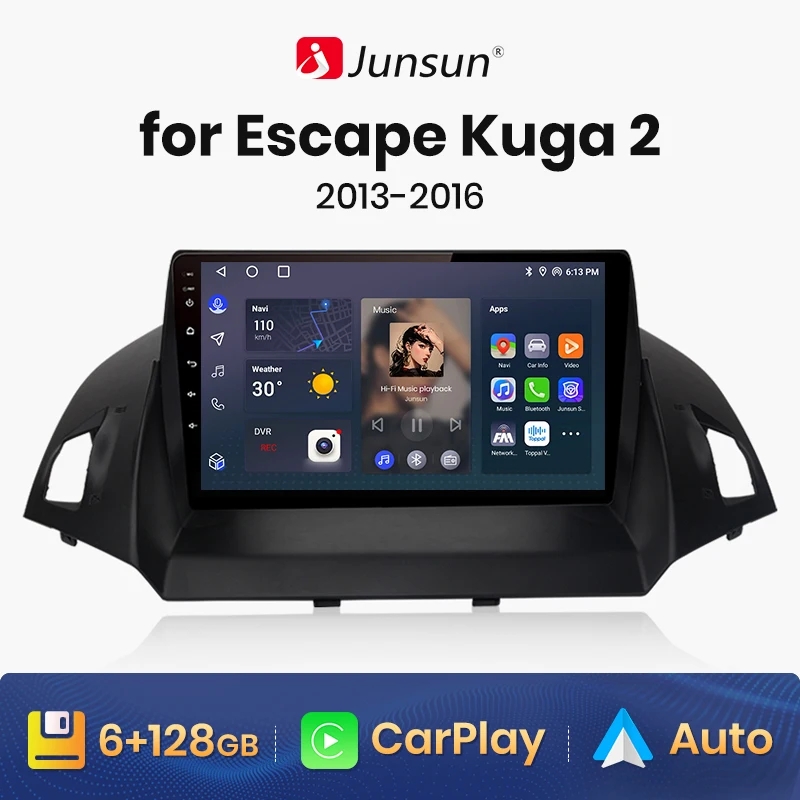 Junsun V1 AI Voice Беспроводной CarPlay Android Авторадио для Ford Kuga Escape 2013-2016 4G Автомобильный Мультимедийный GPS 2din авторадио