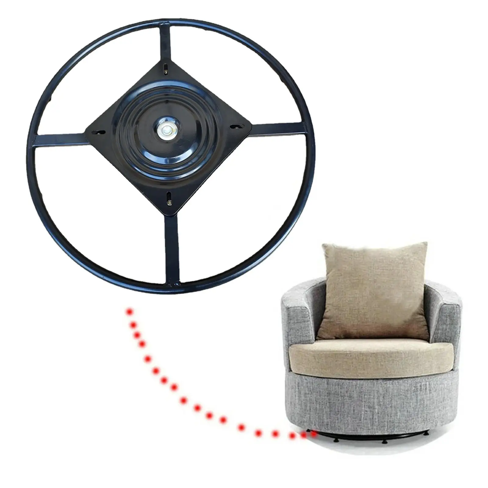 600 мм Поворотный кронштейн для основания кресла с откидной спинкой, Вращающийся на 360 градусов Аксессуар Черного цвета