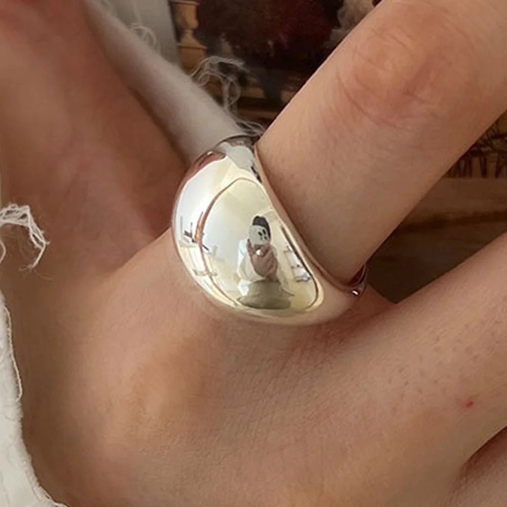 BF CLUB Кольцо из стерлингового серебра 925 пробы для женщин, ювелирные изделия, Большое простое открытое винтажное кольцо ручной работы, аллергия на подарок на день рождения