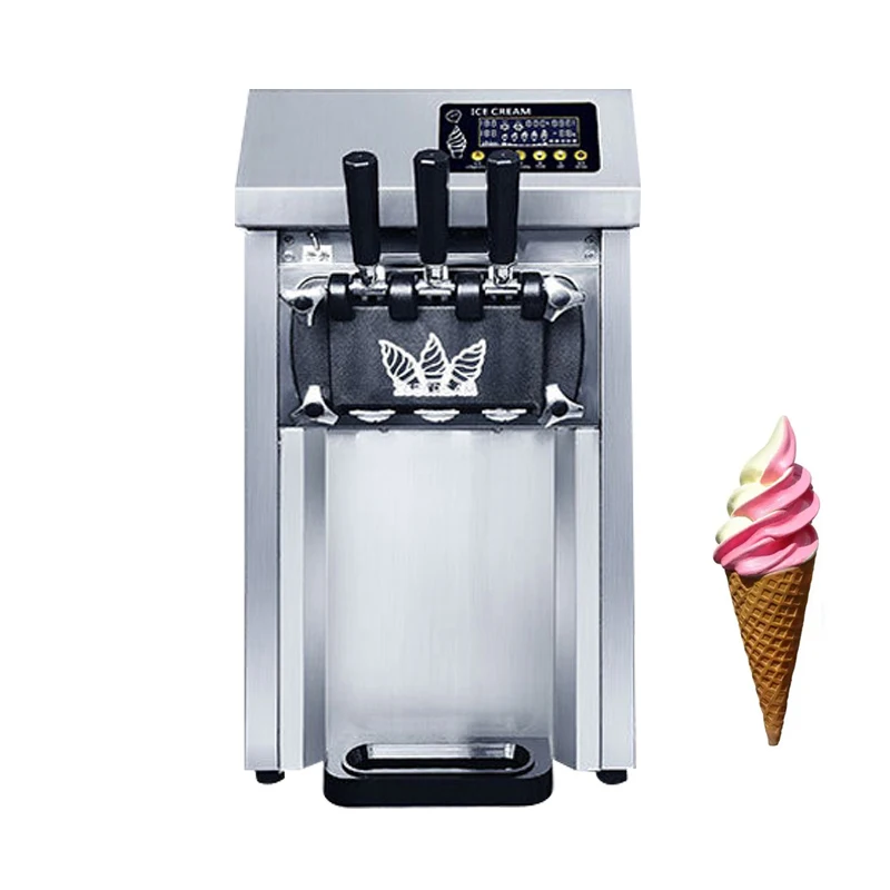Настольная машина для приготовления мягкого мороженого Коммерческая Столешница Оборудование для замораживания сладких рожков с 3 вкусами