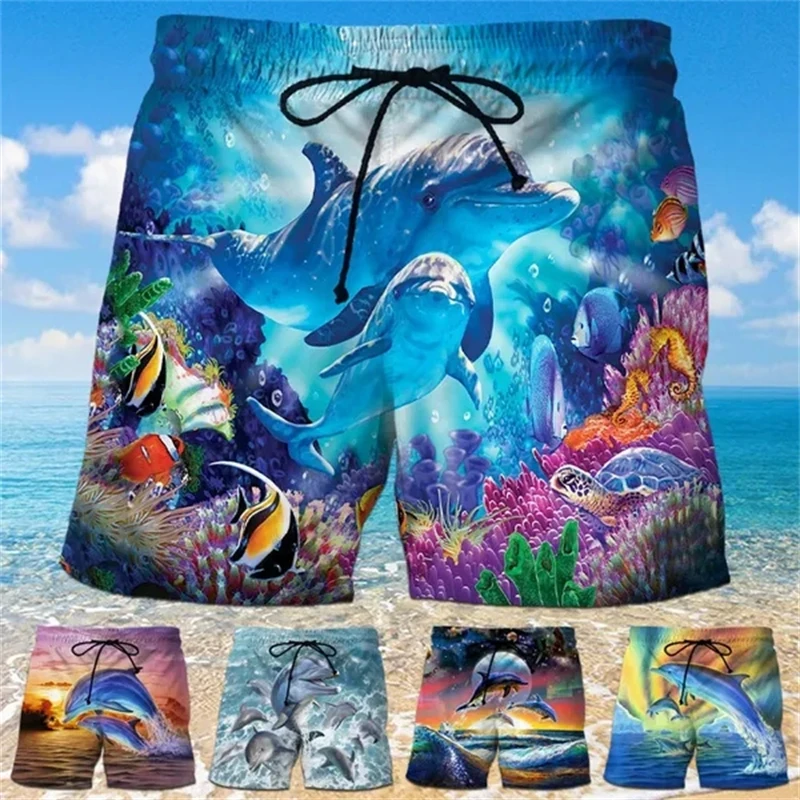 Шорты с изображением симпатичного дельфина, мужские летние пляжные шорты, плавки с принтом 3D Kawaii Dolphins, купальник, женские шорты 2023 homme Ice