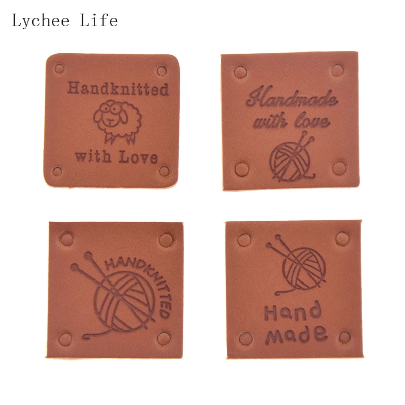 Lychee Life 24 шт. Квадратные этикетки для одежды из искусственной кожи Бирки для сумок Швейные изделия ручной работы Бирки для украшения дома