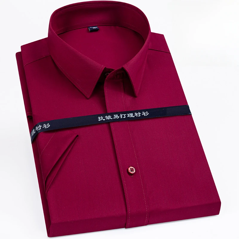 Новинка, рубашка большого размера 8xl, однотонные рубашки с коротким рукавом для мужчин, приталенная официальная рубашка, тонкая дизайнерская деловая офисная одежда