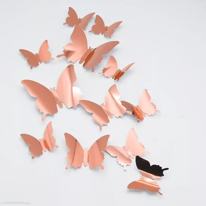 12 шт./компл. DIY Зеркальная комбинация бабочек, 3D наклейки на стену с бабочками для художественного оформления домашней комнаты, эстетический декор комнаты, спальни