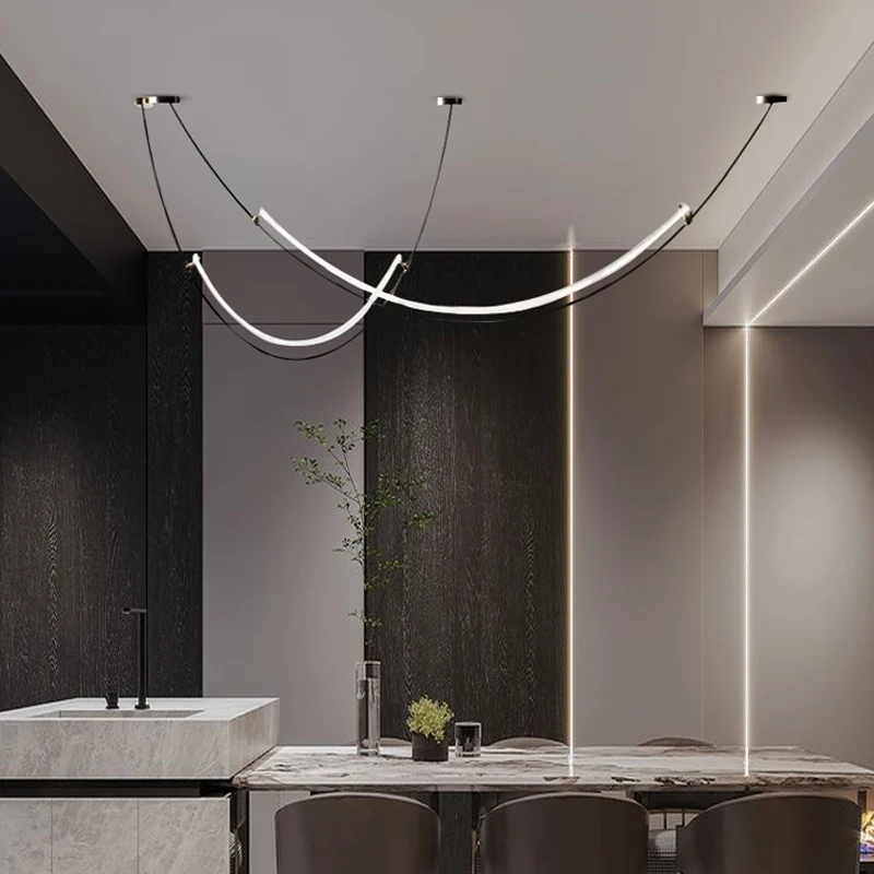Светодиодные подвесные светильники Nordic Line для гостиной, столовой, барной стойки, Черная Люстра, украшение дома, освещение, Подвесной дизайн