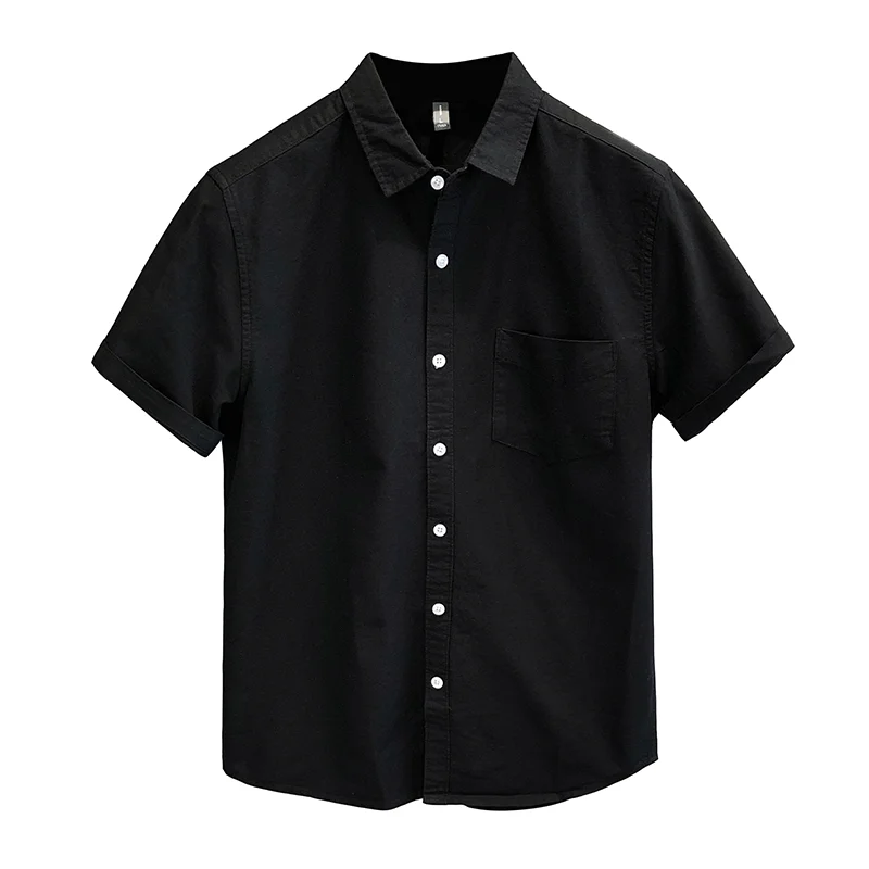 Летние мужские рубашки с коротким рукавом 2023, Тонкая черная рубашка, повседневные рубашки, приталенная модная мужская одежда, мужская одежда, простая рубашка